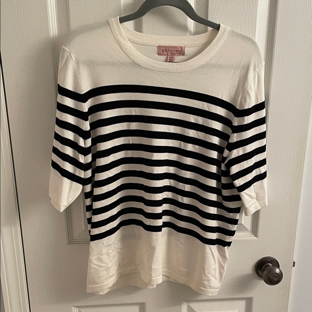 Philosophy Black and White Striped Sweater